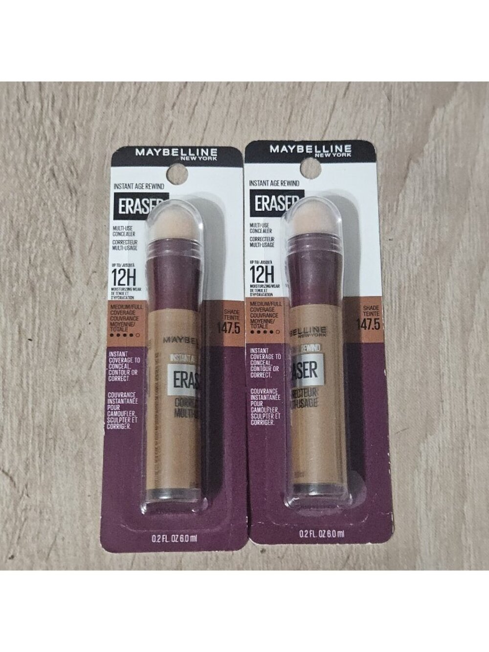 Lot of 2 Maybelline Instant Age Rewind Eraser  # 147.5 0.2 oz. each NEW